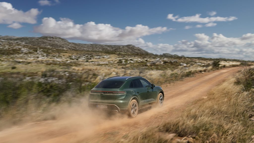 Porsche Macan EV. The Macan 4S off road. Image courtesy of Porsche.