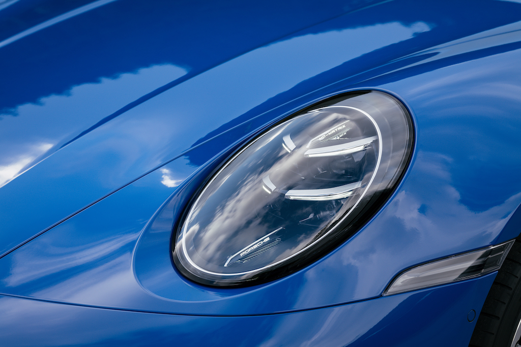 2025 Porsche 911 Carrera. LED Matrix headlight. Image courtesy of Porsche