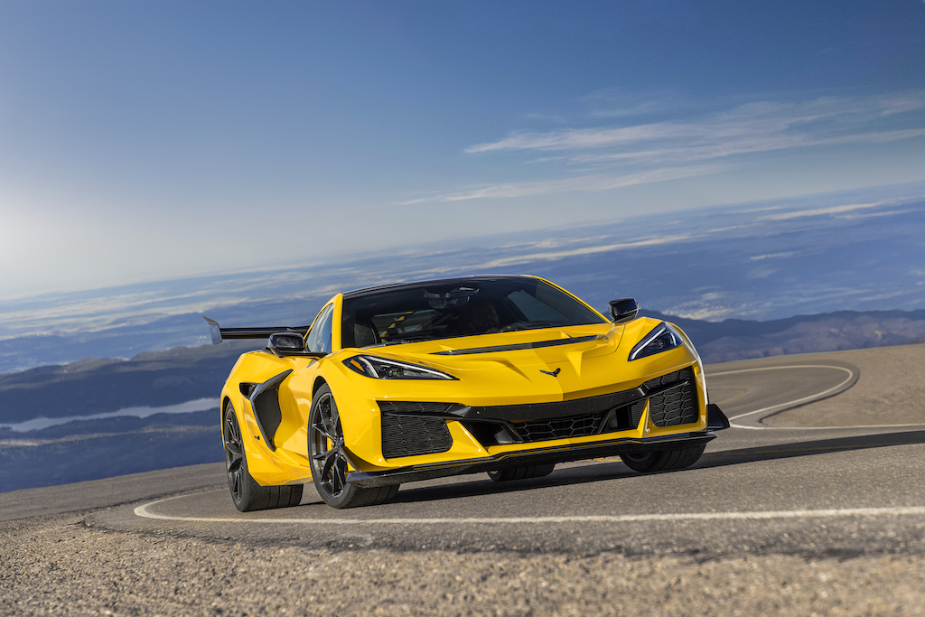 2025 Chevrolet Corvette ZR1 Coupe with ZTK Performance Package. Front 3/4. Image courtesy of Chevrolet.