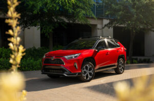 2025 Toyota RAV4 Plug-in Hybrid XSE, front 3/4. Image courtesy of Toyota.