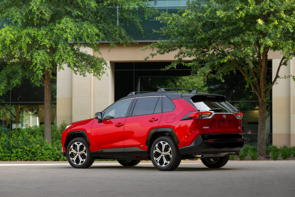 2025 Toyota RAV4 Plug-in Hybrid XSE, rear 3/4. Image courtesy of Toyota.