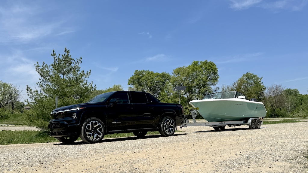 2024 Chevrolet Silverado EV RST First Edition, front 3/4 towing, image by Robin Warner