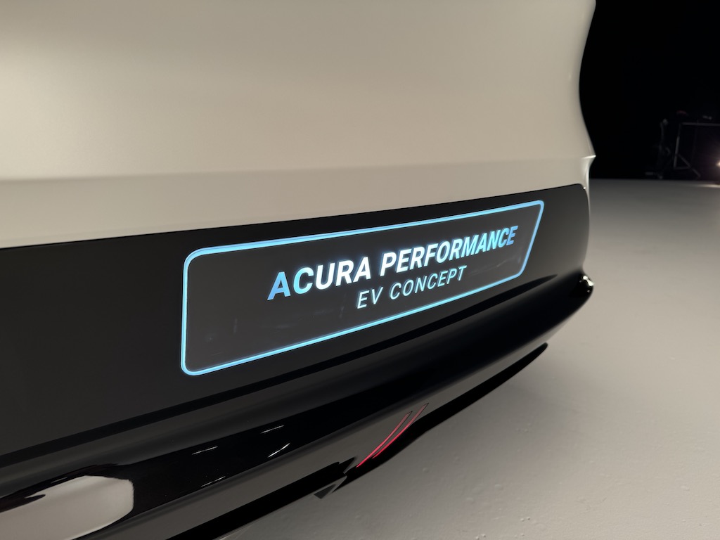 Acura Performance EV Concept, rear illuminated lettering, image by Robin Warner