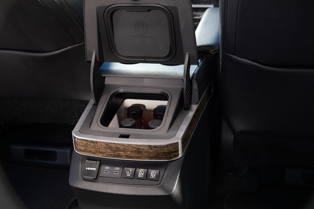 2025 Toyota Sienna Platinum, built-in fridge. Image courtesy of Toyota.