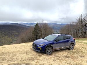 2024 Subaru Crosstrek Sport, front 3/4. Image by Robin Warner