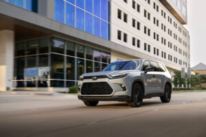 2025 Toyota Grand Highlander Nightshade Edition, front 3/4 action. Image courtesy of Toyota