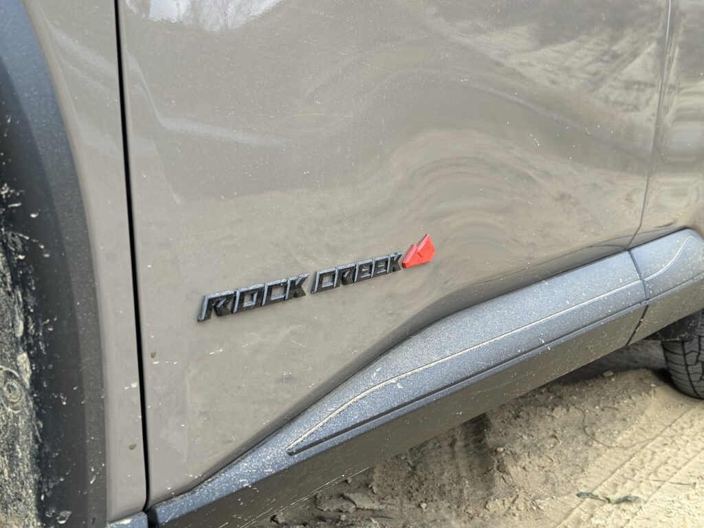 2025 Nissan Rogue Rock Creek, Rock Creek badge. Image by Robin Warner