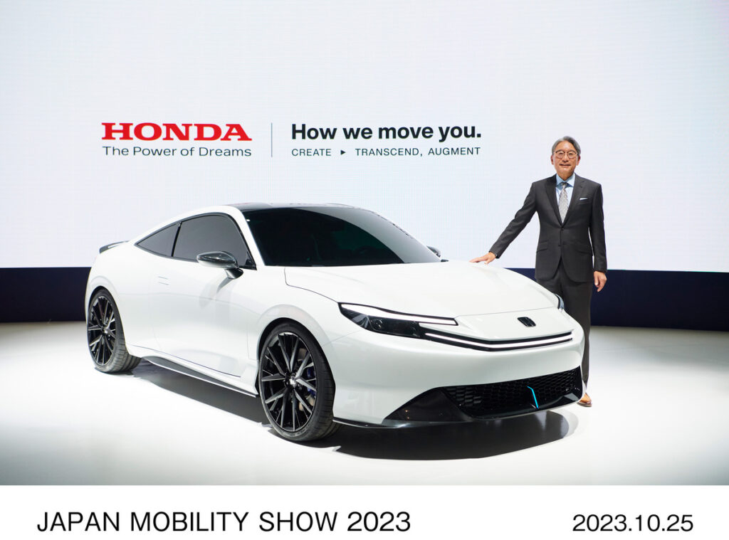 Sixth-Generation Honda Prelude Concept at Tokyo Mobility Show with CEO. Image courtesy of Honda